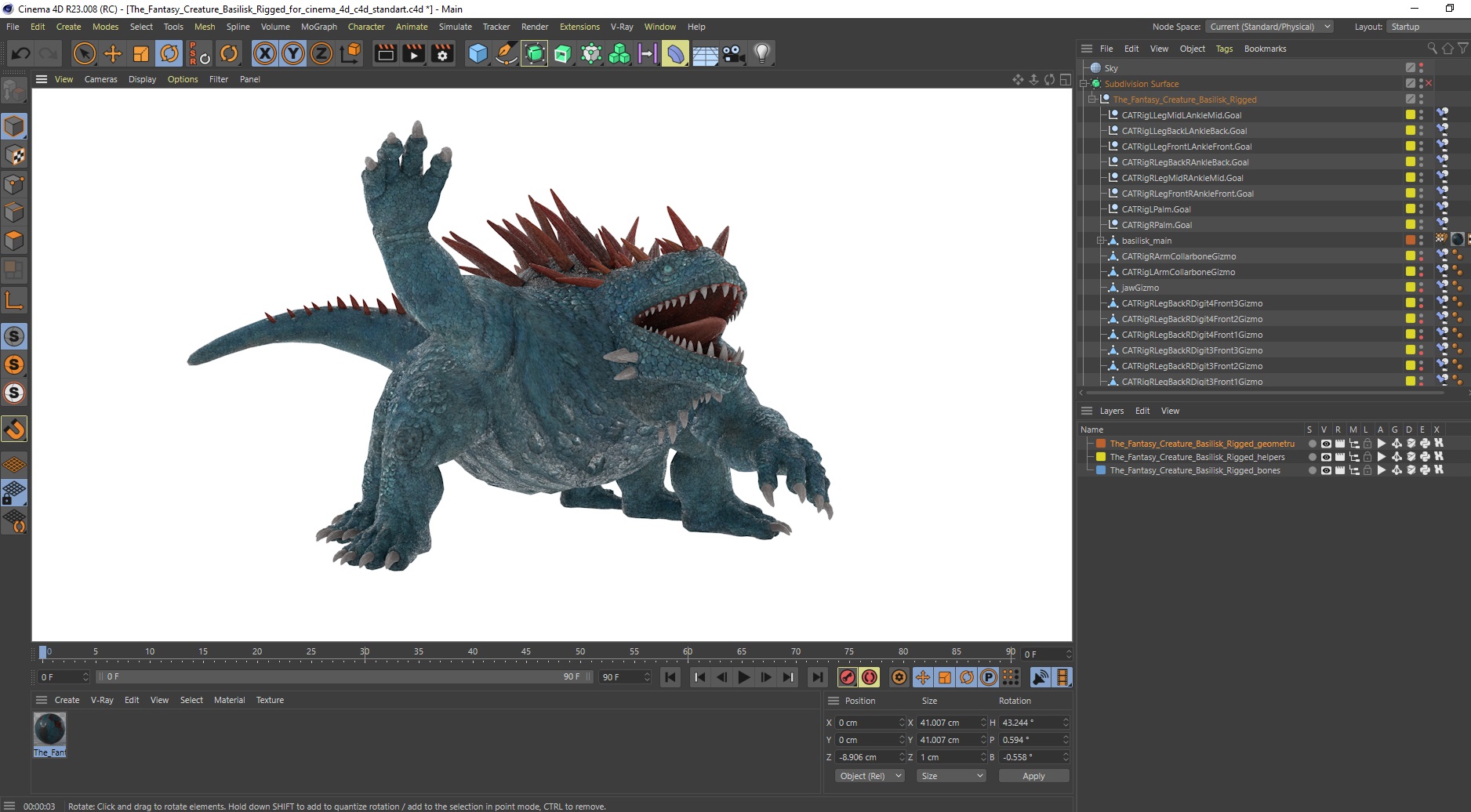 3D model The Fantasy Creature Basilisk Rigged for Cinema 4D