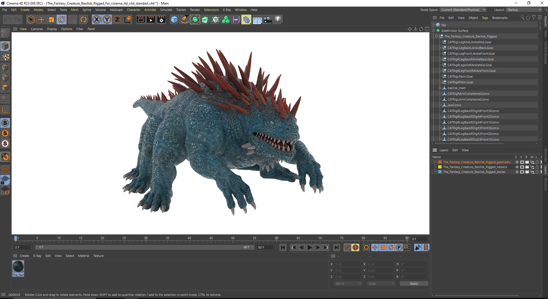 3D model The Fantasy Creature Basilisk Rigged for Cinema 4D