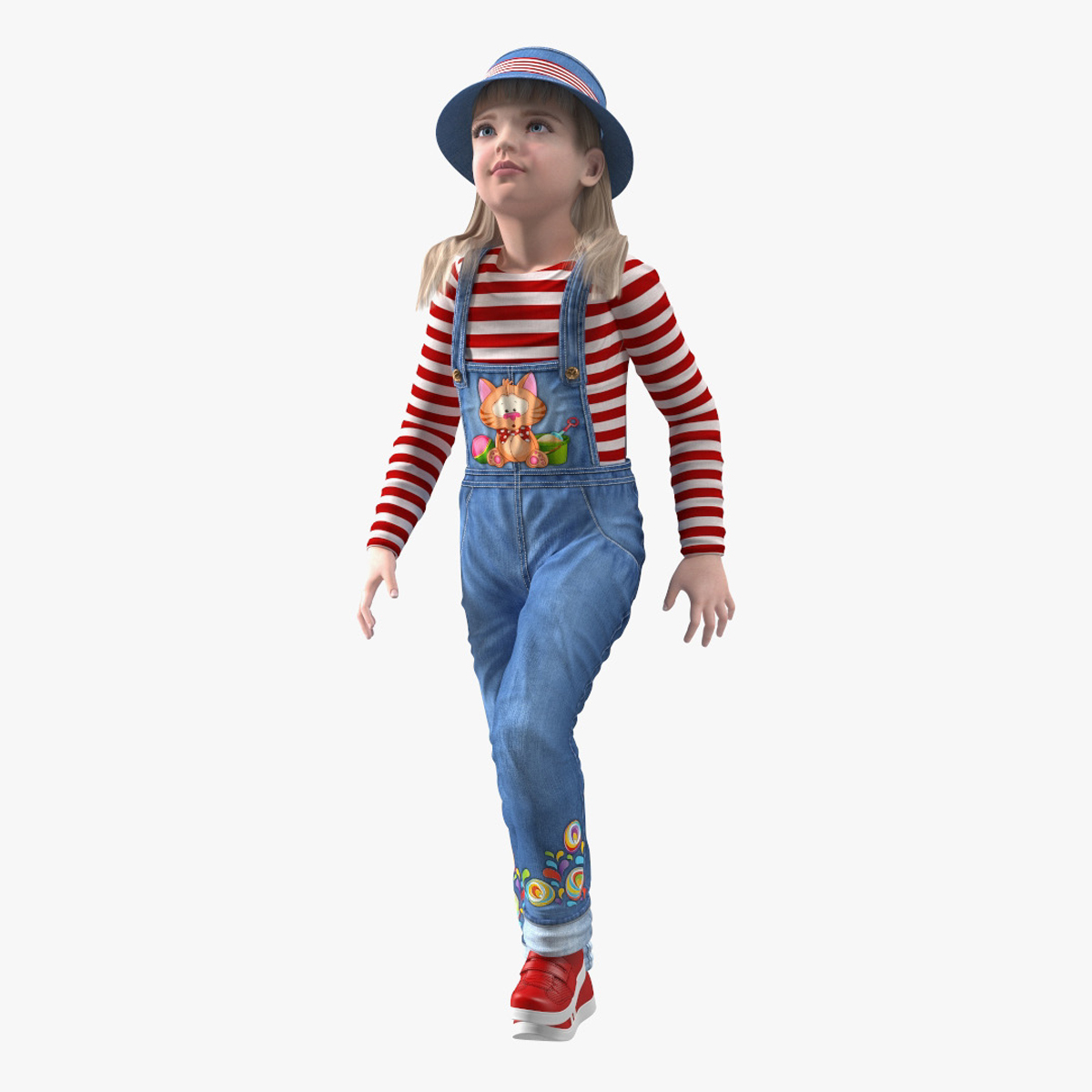 3D Street Style Baby Girl Rigged for Maya model