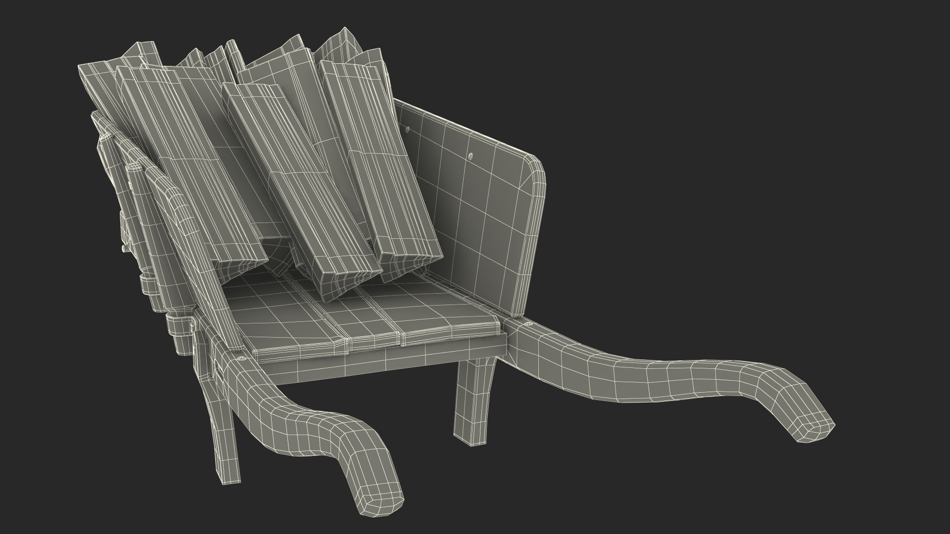 3D Old Wheelbarrow and Firewood model