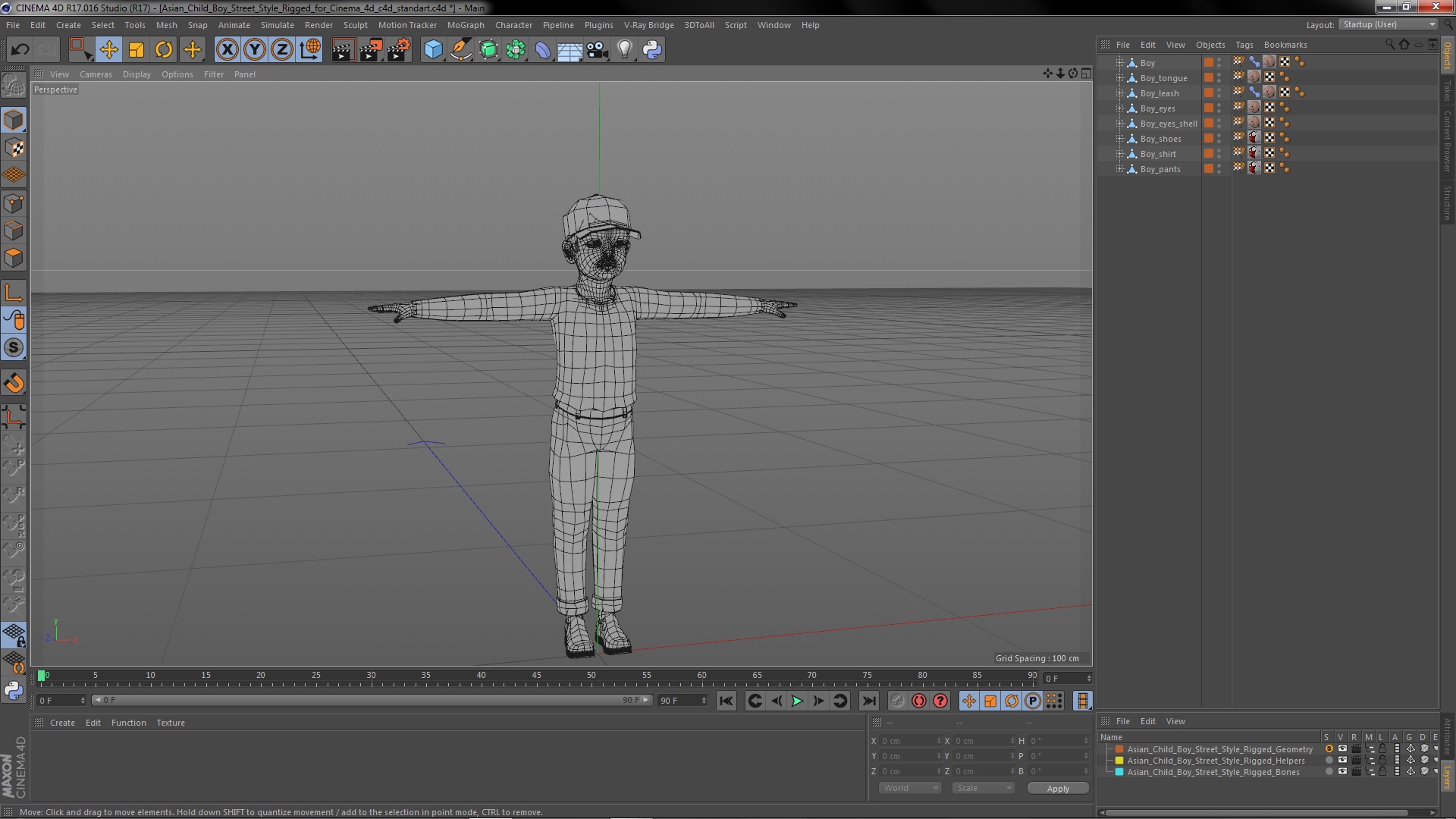 Asian Child Boy Street Style Rigged for Cinema 4D 3D model