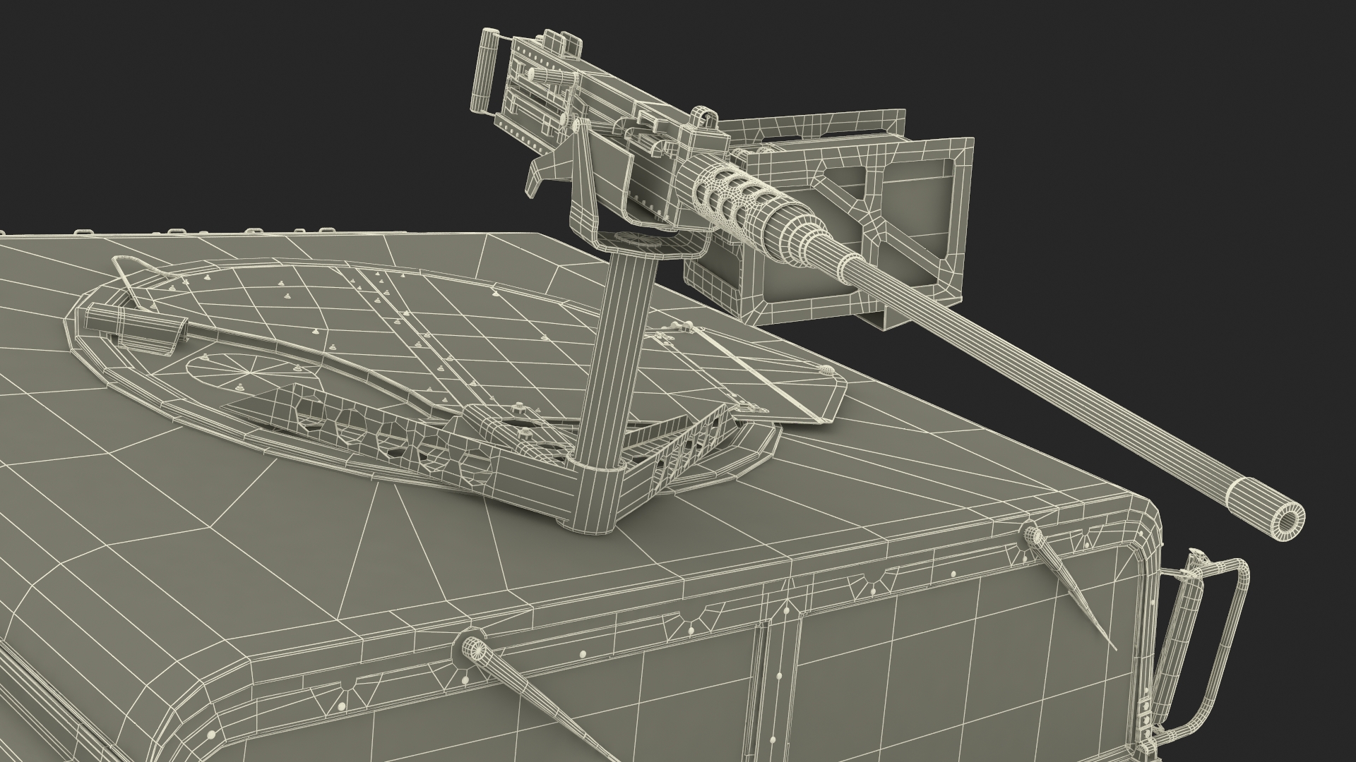 3D model Military Humvee with Mounted Machine Gun