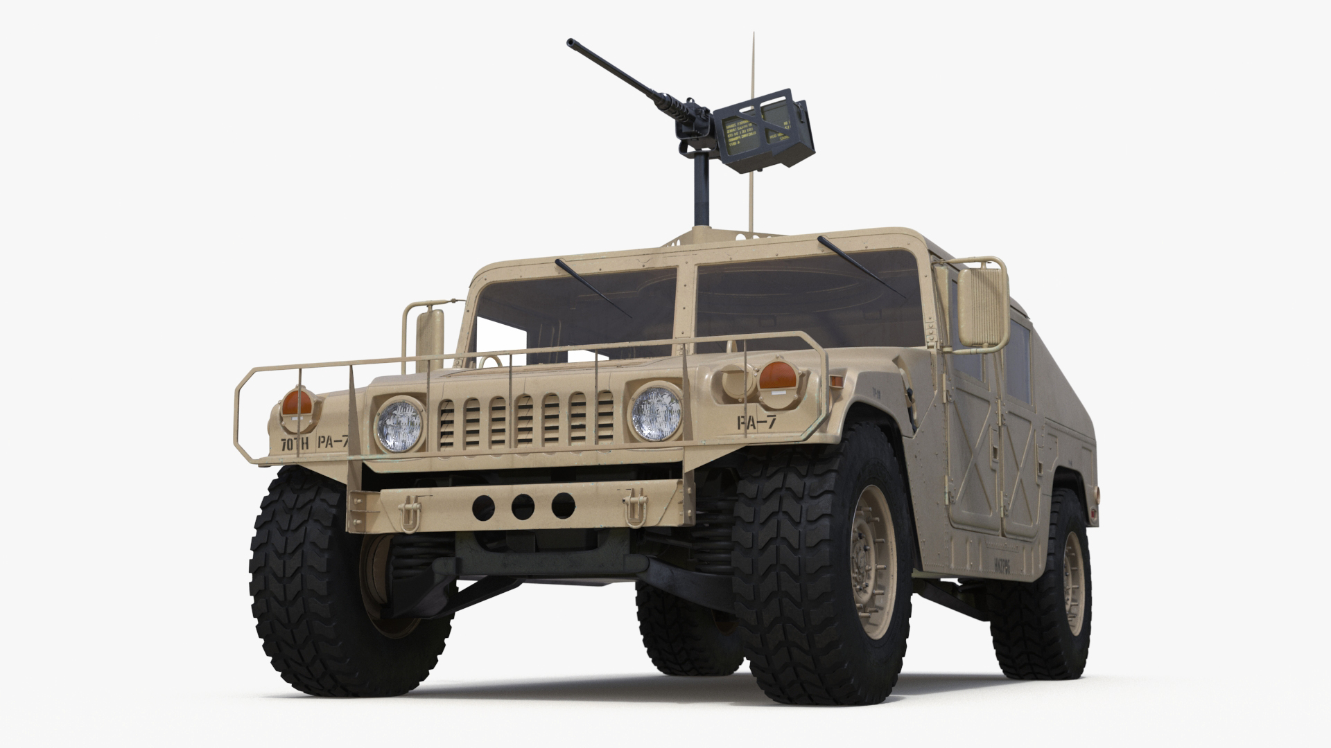 3D model Military Humvee with Mounted Machine Gun