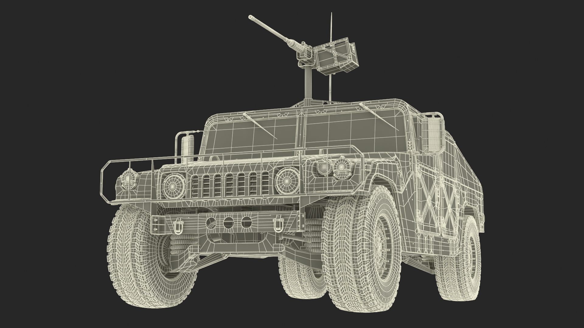 3D model Military Humvee with Mounted Machine Gun