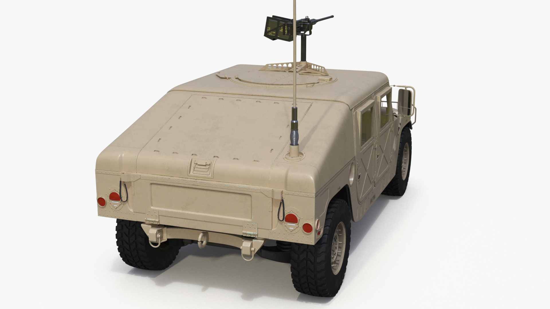 3D model Military Humvee with Mounted Machine Gun