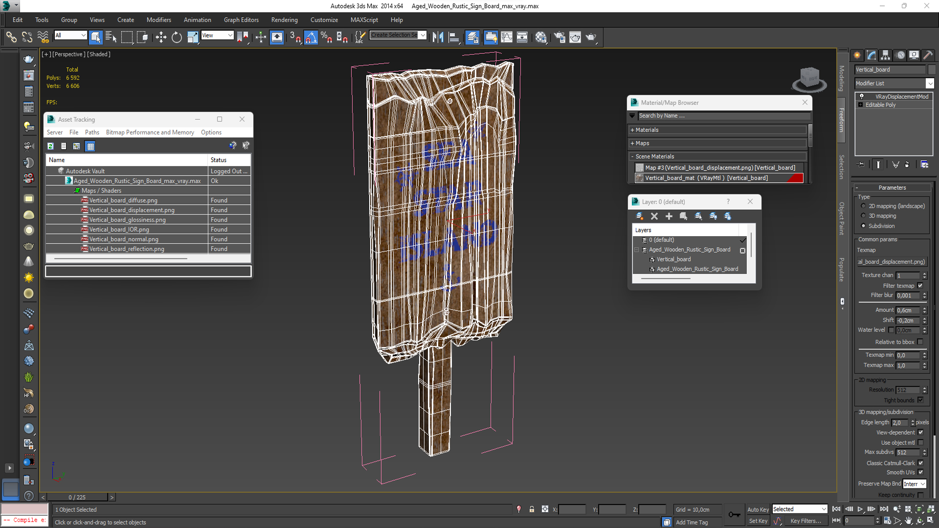 Aged Wooden Rustic Sign Board 3D model