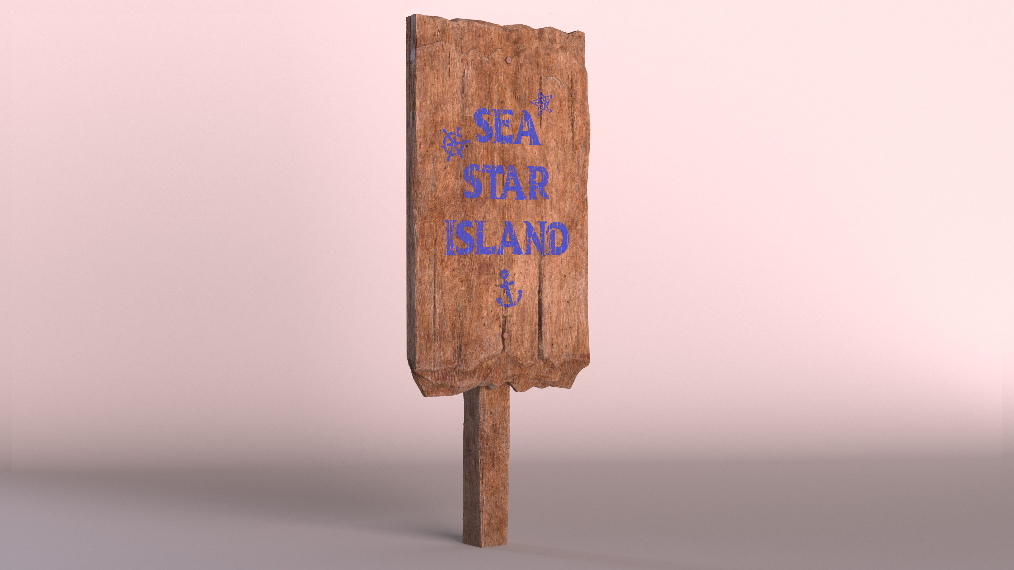 Aged Wooden Rustic Sign Board 3D model