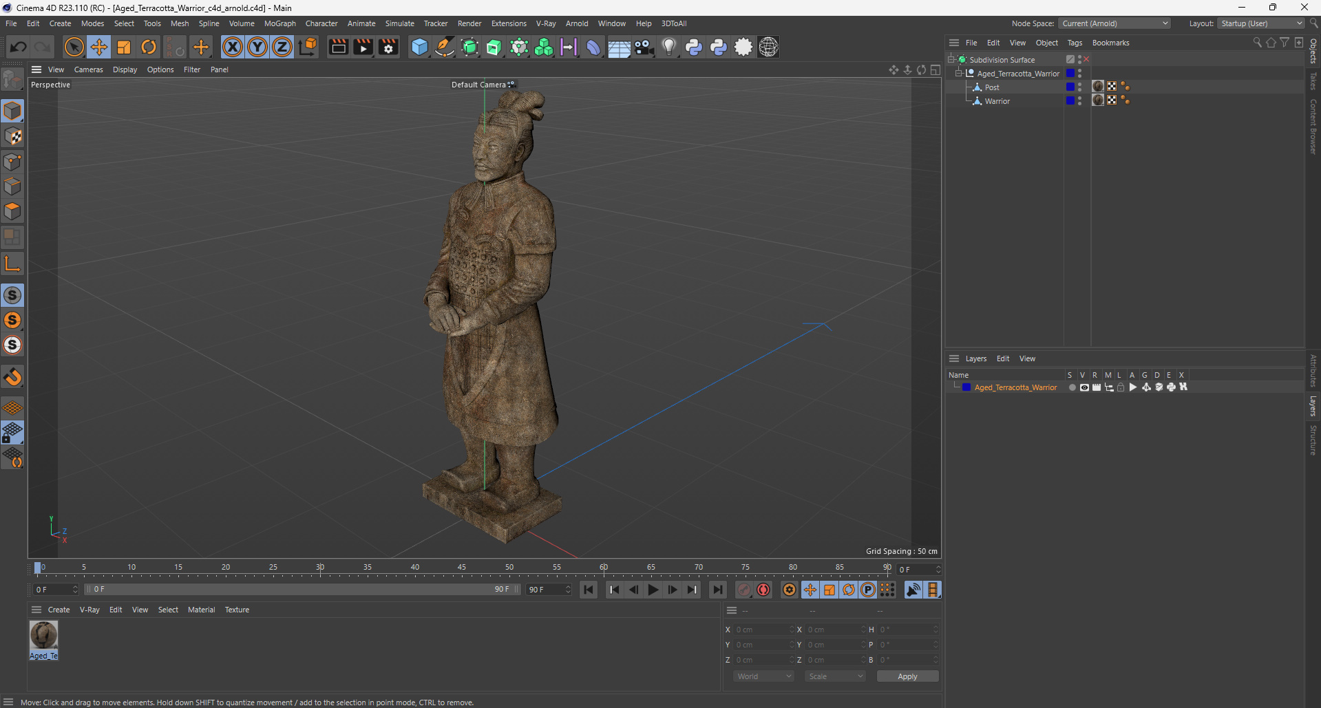 3D Aged Terracotta Warrior model