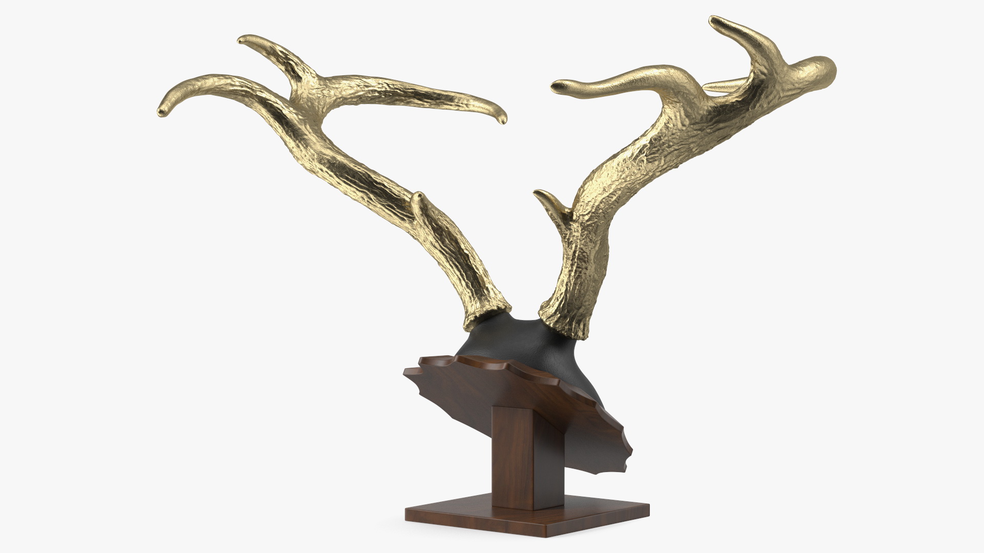 Tabletop Stand with Stag Antlers Gold Plated 3D model