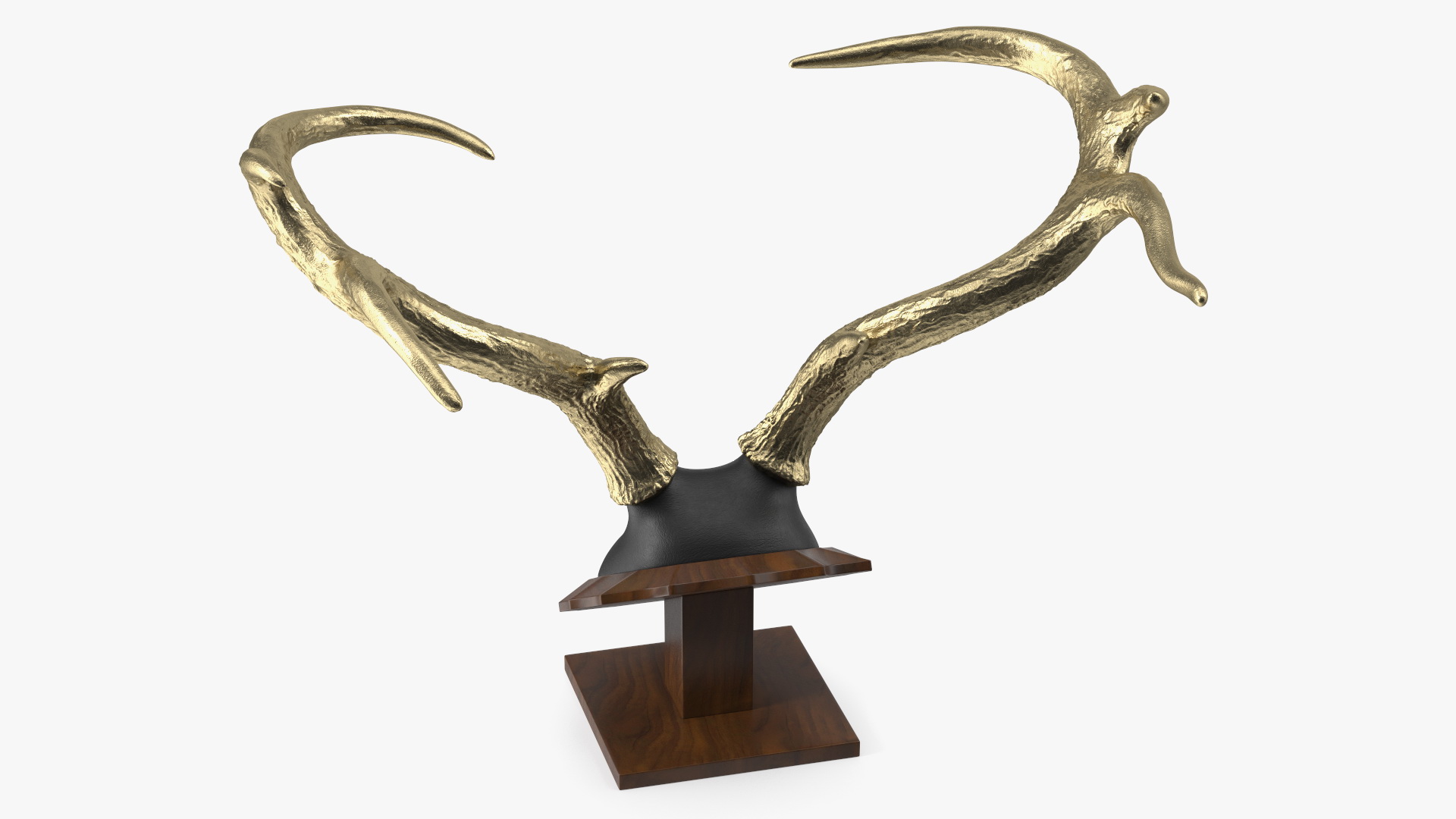 Tabletop Stand with Stag Antlers Gold Plated 3D model