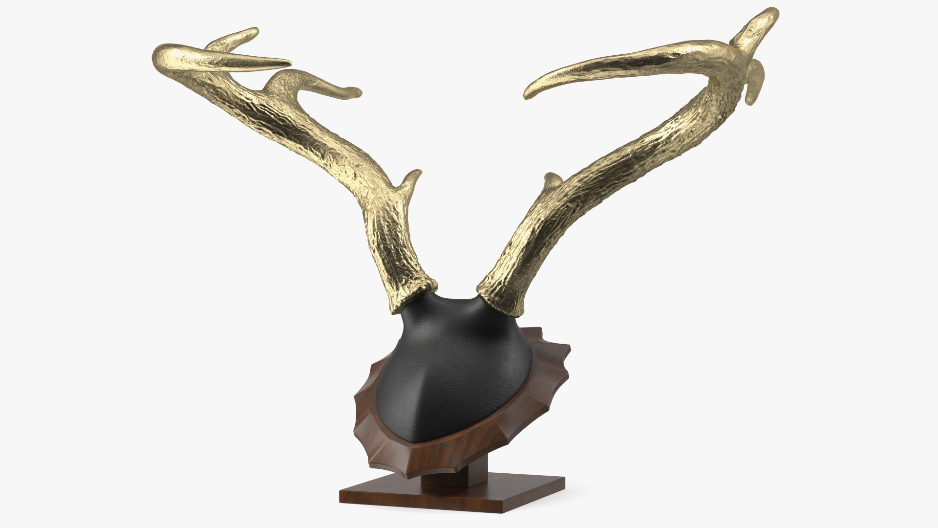 Tabletop Stand with Stag Antlers Gold Plated 3D model