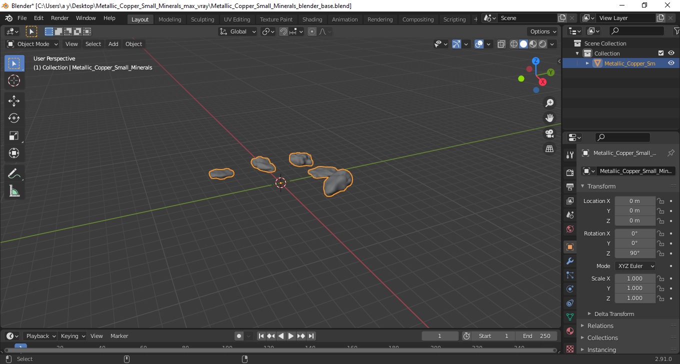 3D model Metallic Copper Small Minerals