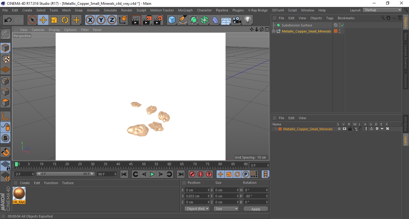 3D model Metallic Copper Small Minerals