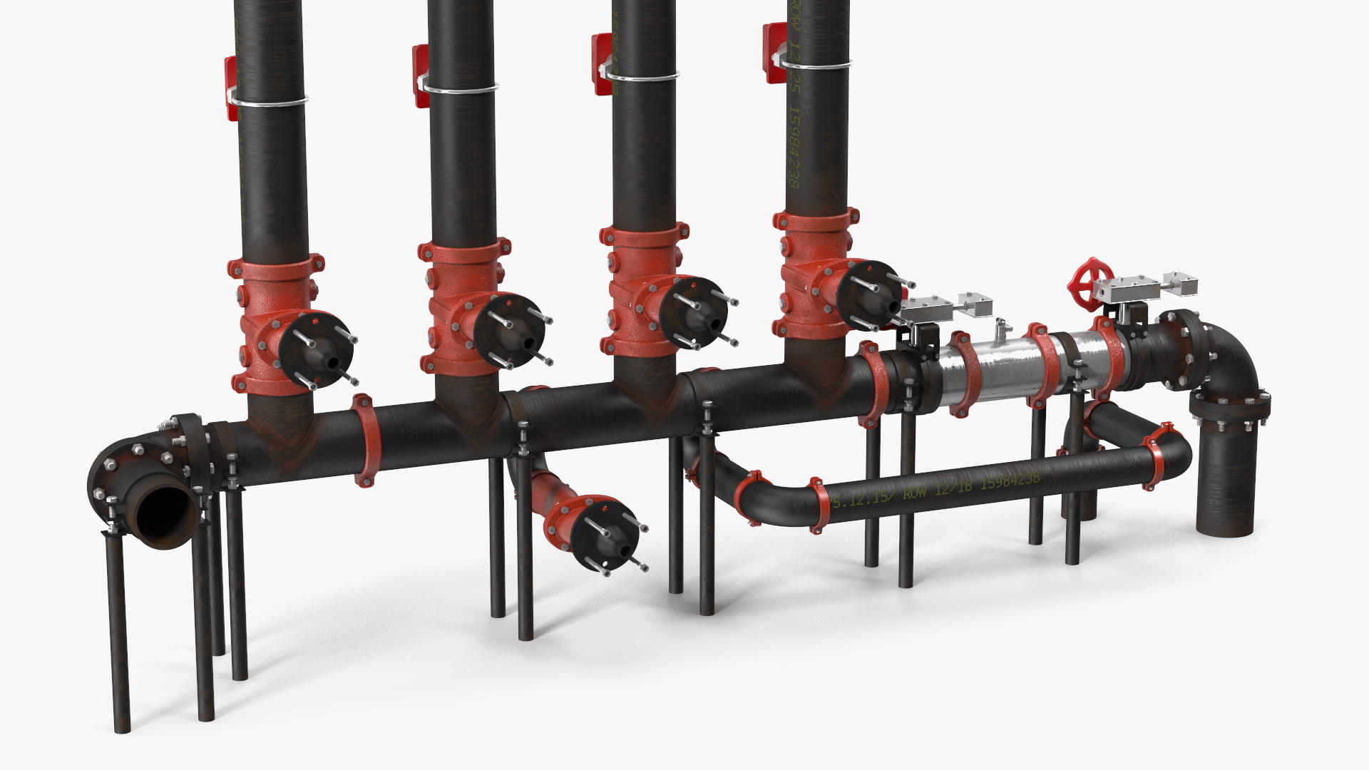 3D Industrial Multiple Vertical Pipes System