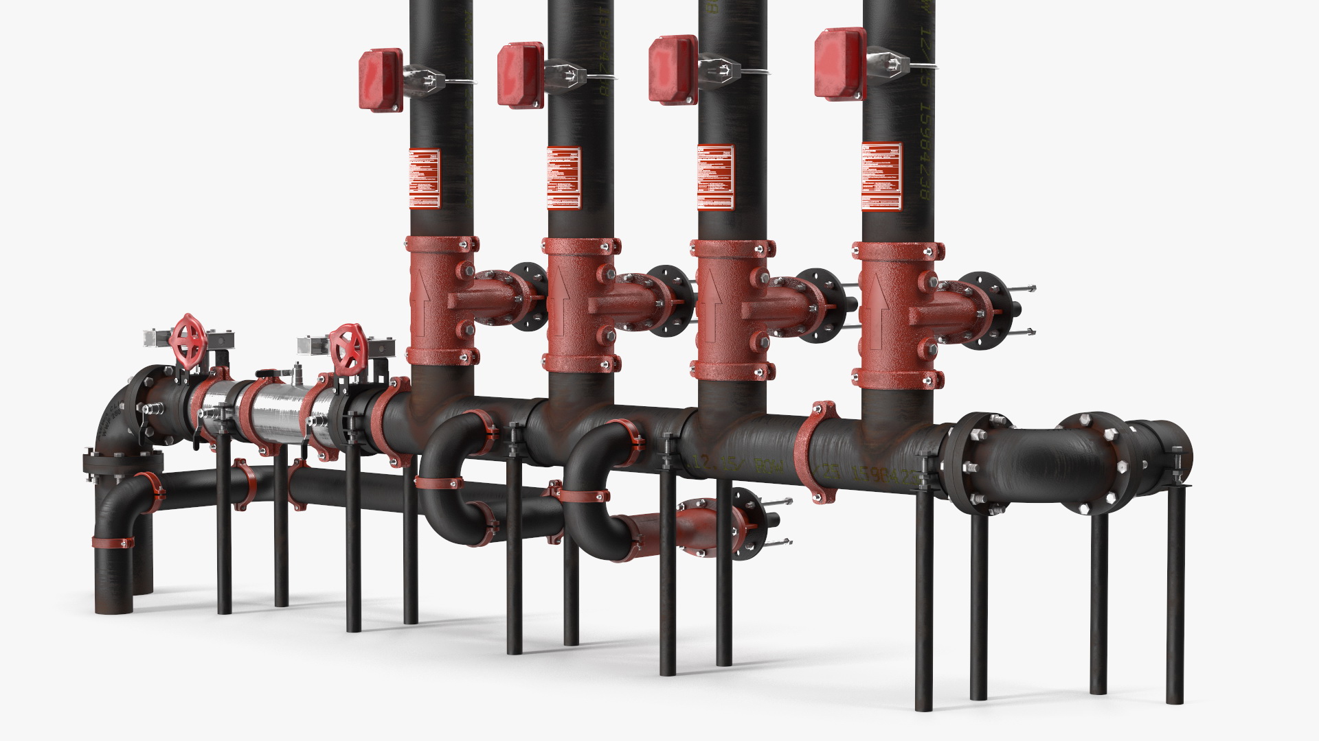 3D Industrial Multiple Vertical Pipes System