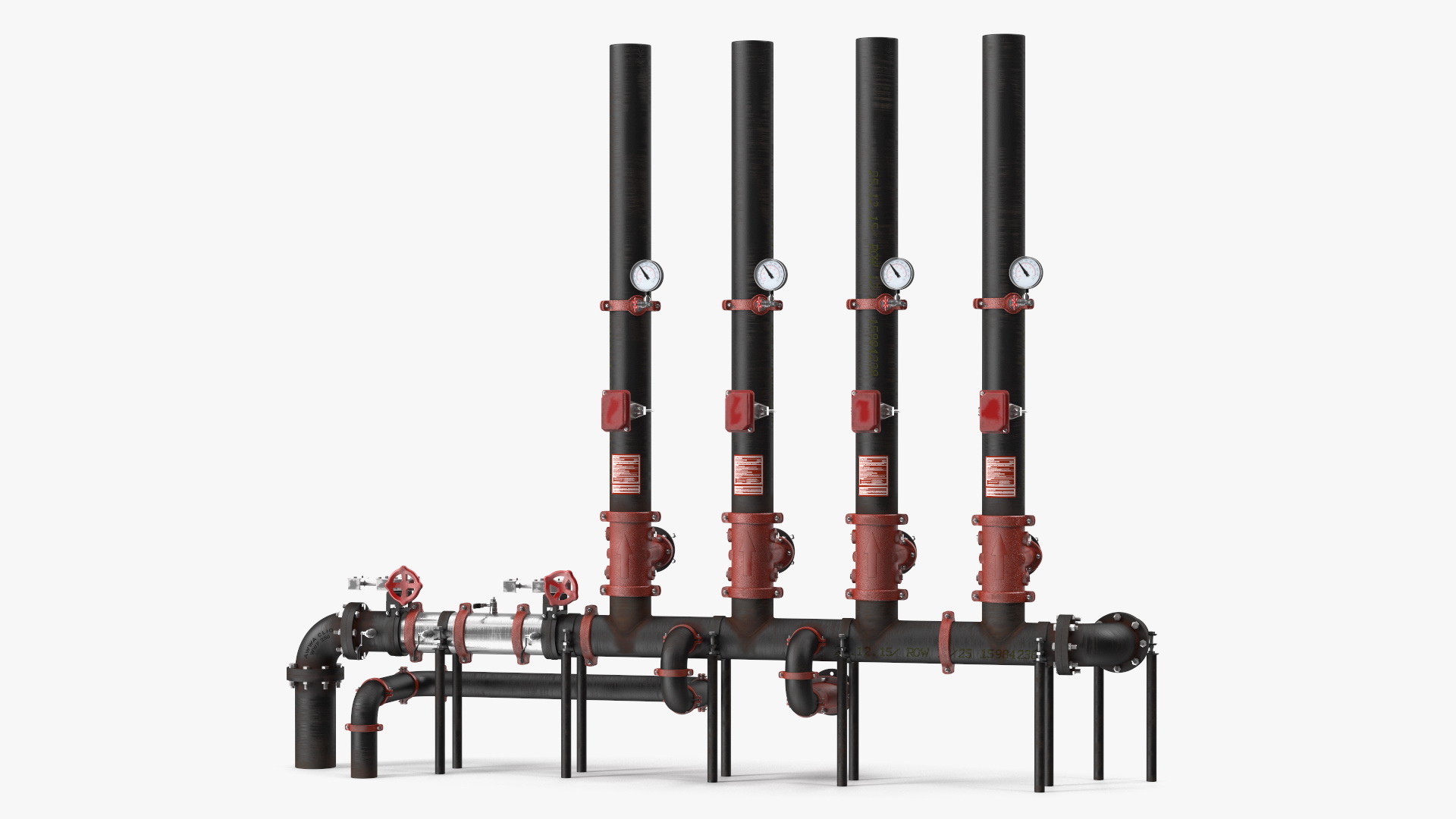 3D Industrial Multiple Vertical Pipes System