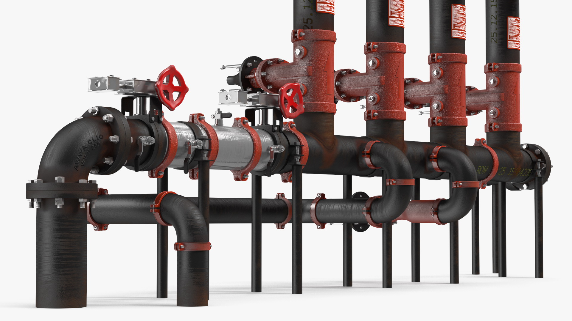 3D Industrial Multiple Vertical Pipes System