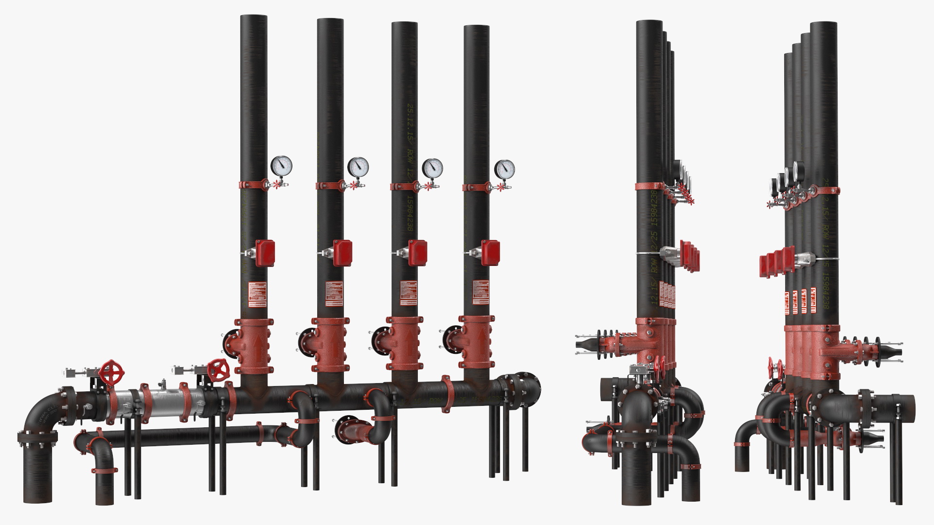 3D Industrial Multiple Vertical Pipes System