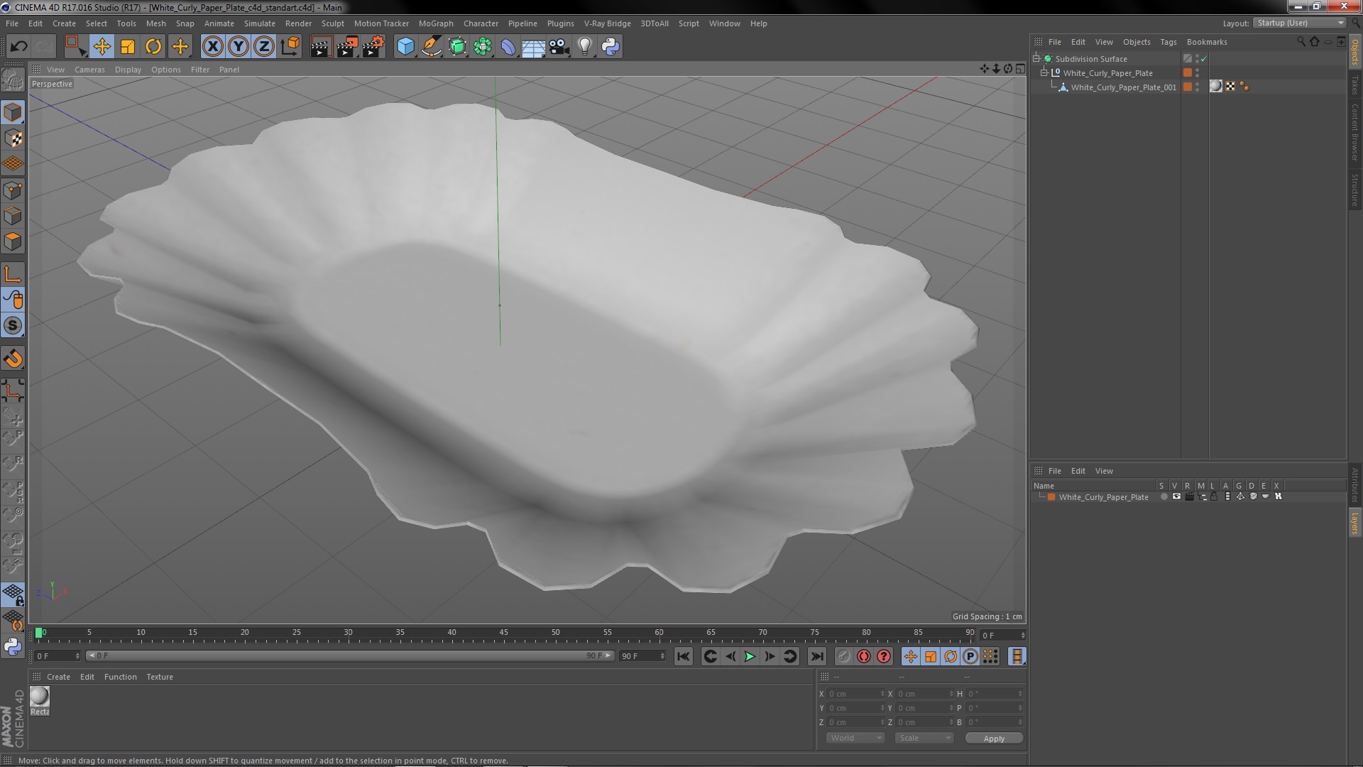 3D White Curly Paper Plate model