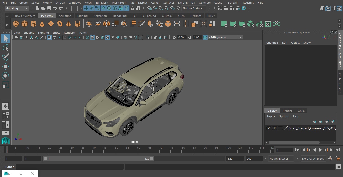 Green Compact Crossover SUV 3D