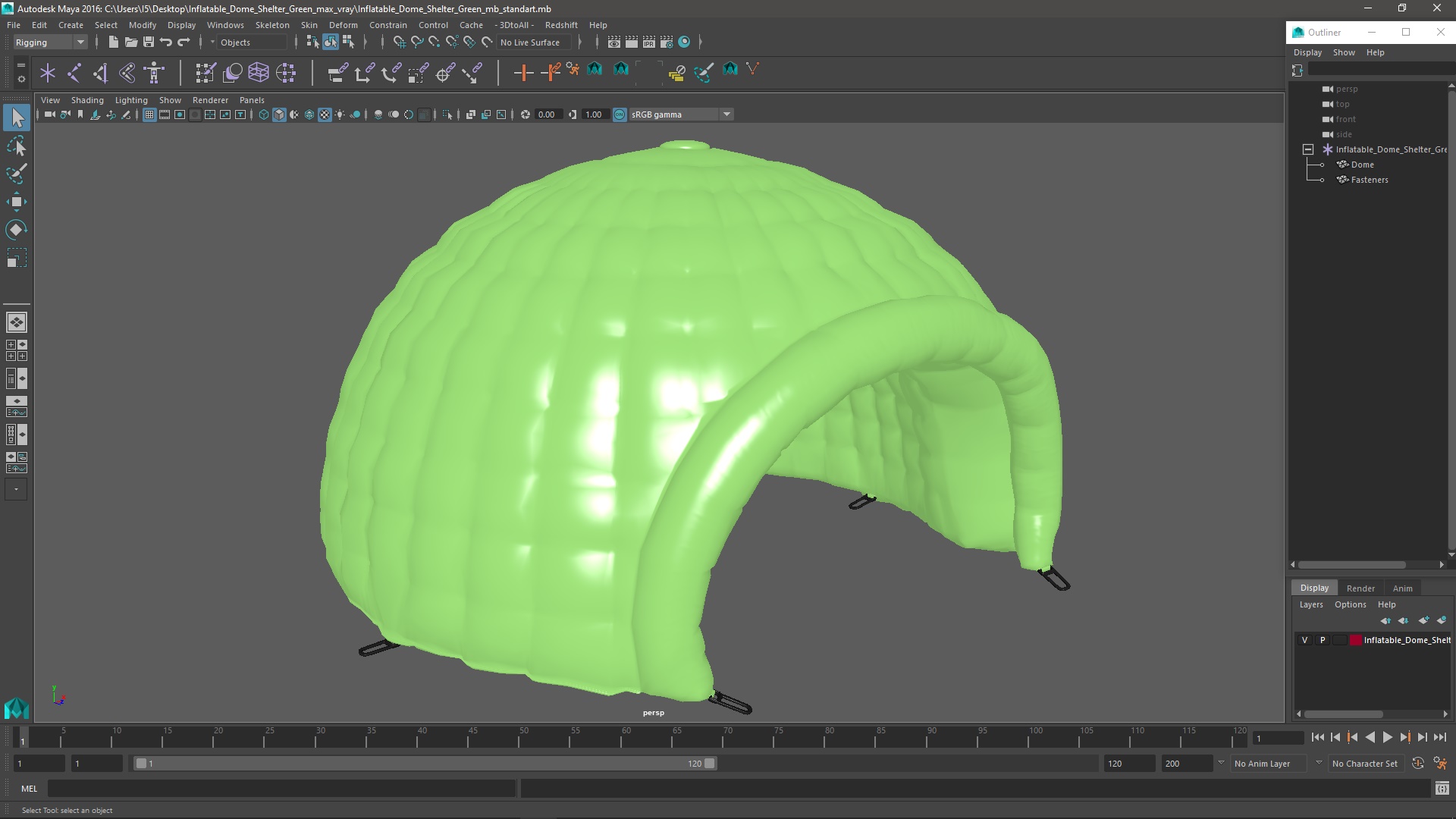 Inflatable Dome Shelter Green 3D model