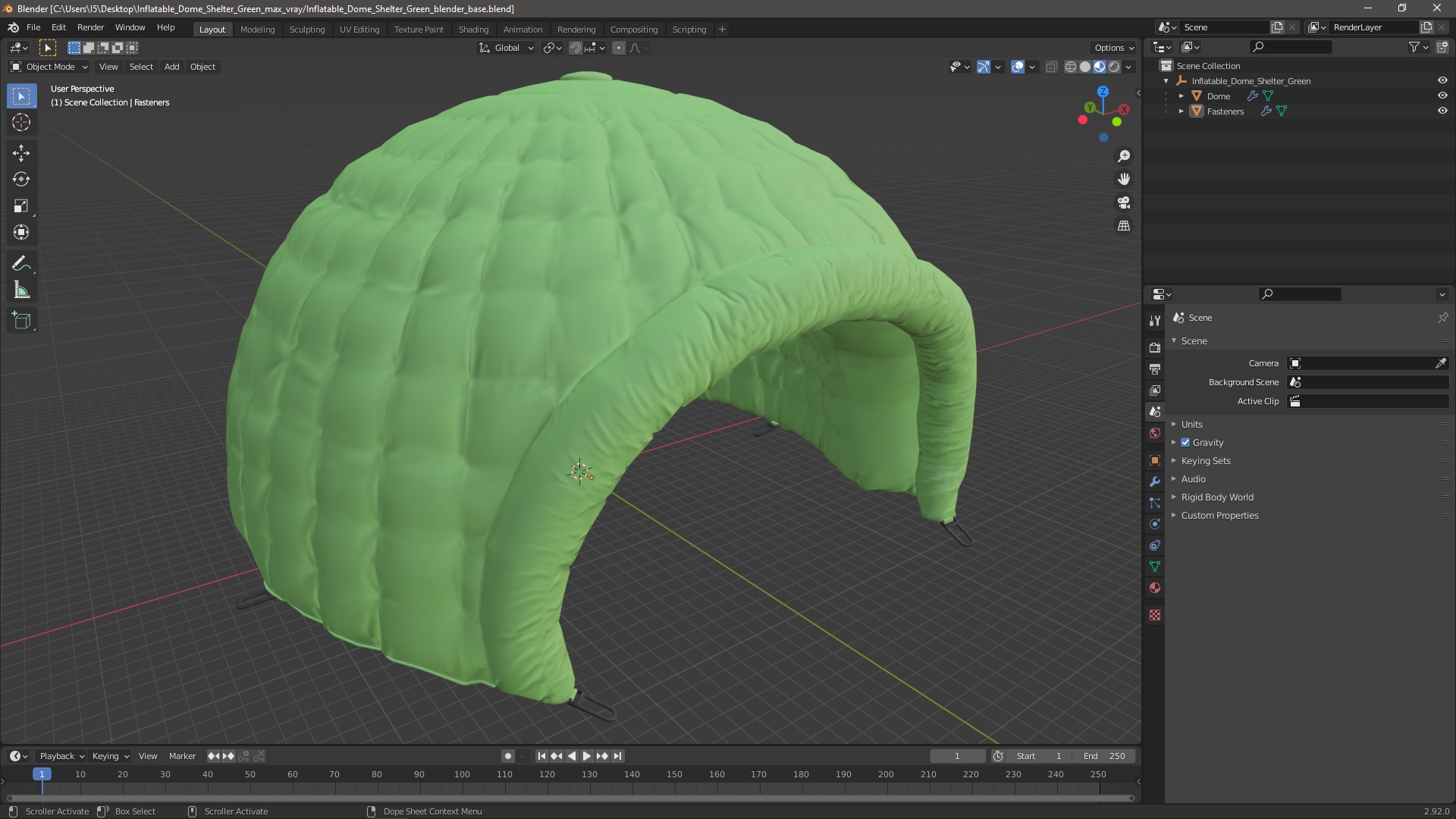 Inflatable Dome Shelter Green 3D model