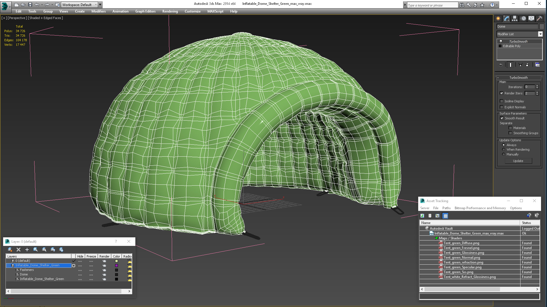 Inflatable Dome Shelter Green 3D model