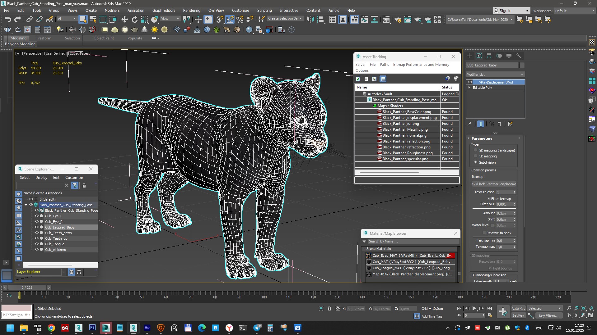3D Black Panther Cub Standing Pose