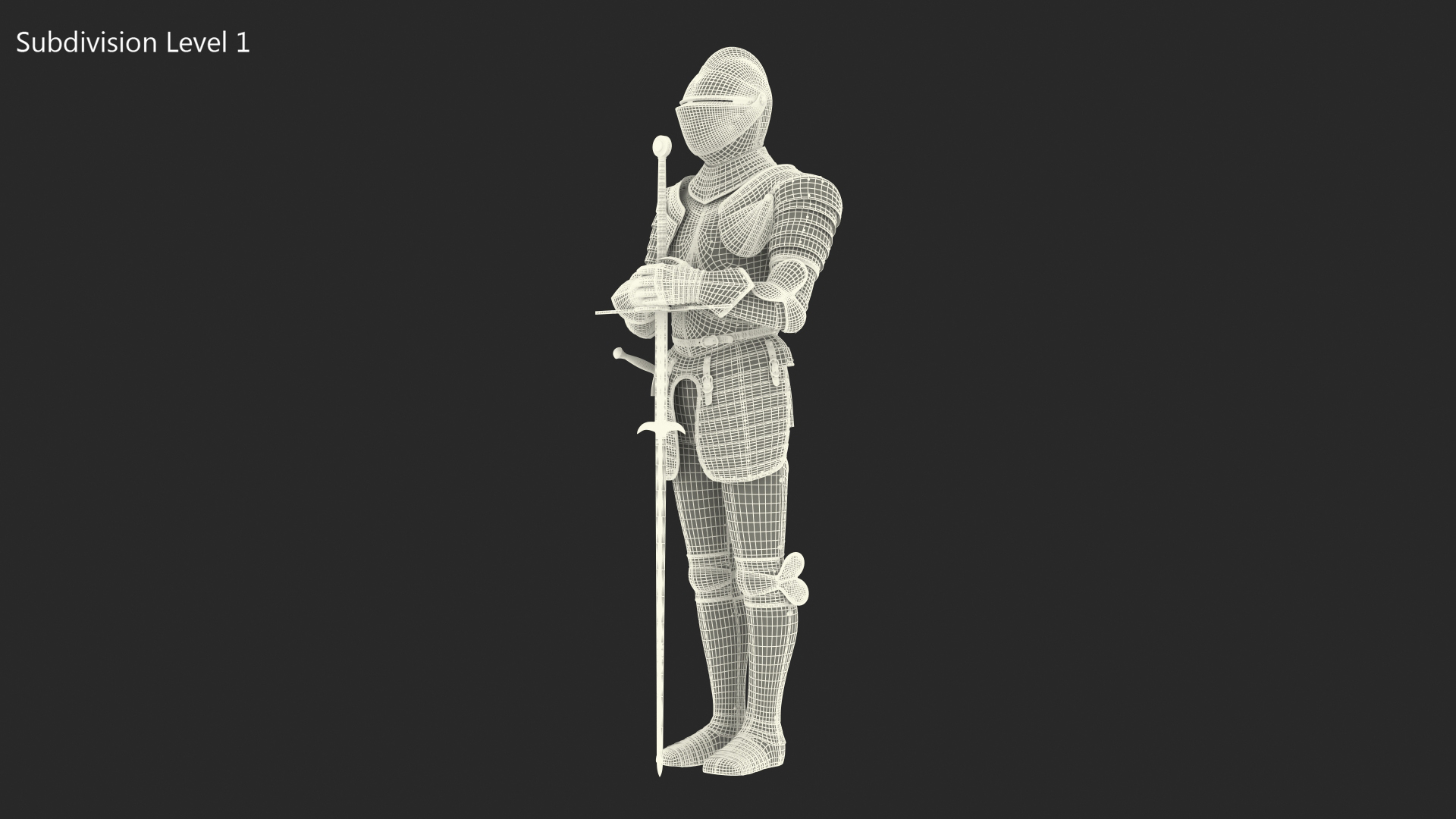 Medieval Knight Plate Armor standing with Zweihander 3D