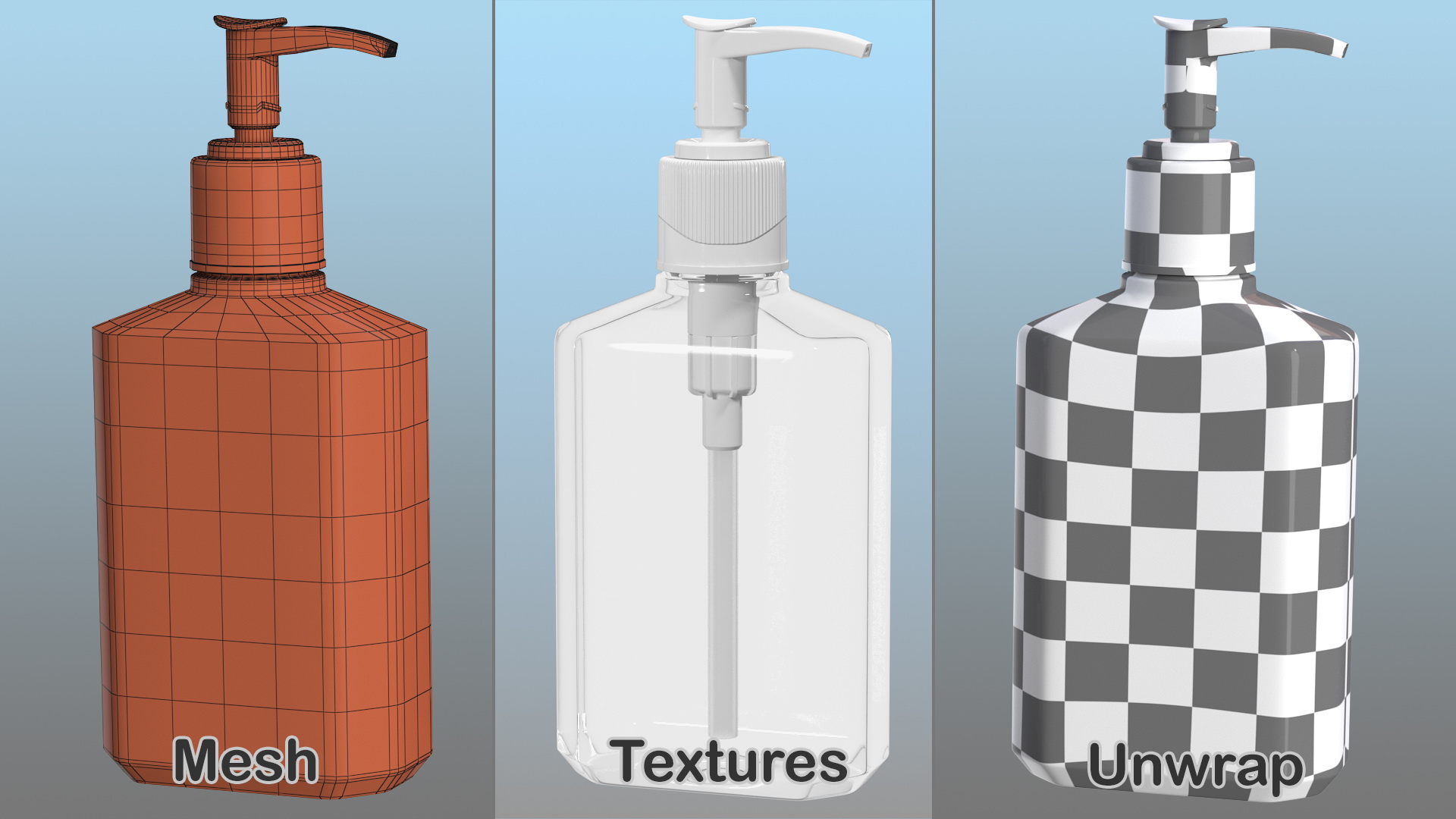 3D Empty Bottle with Dispenser Cap