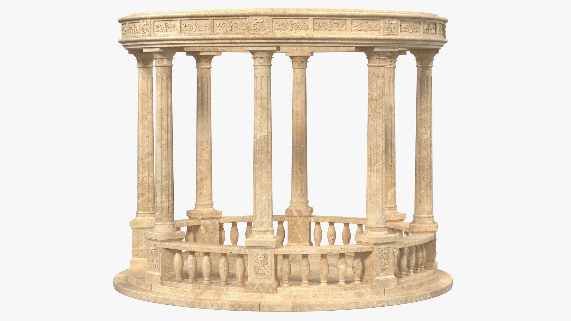 3D Stone Round Colonnade