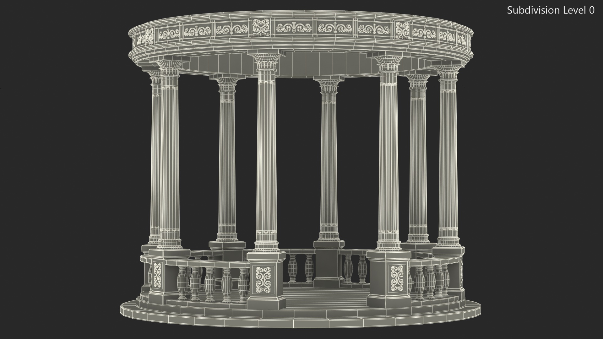 3D Stone Round Colonnade