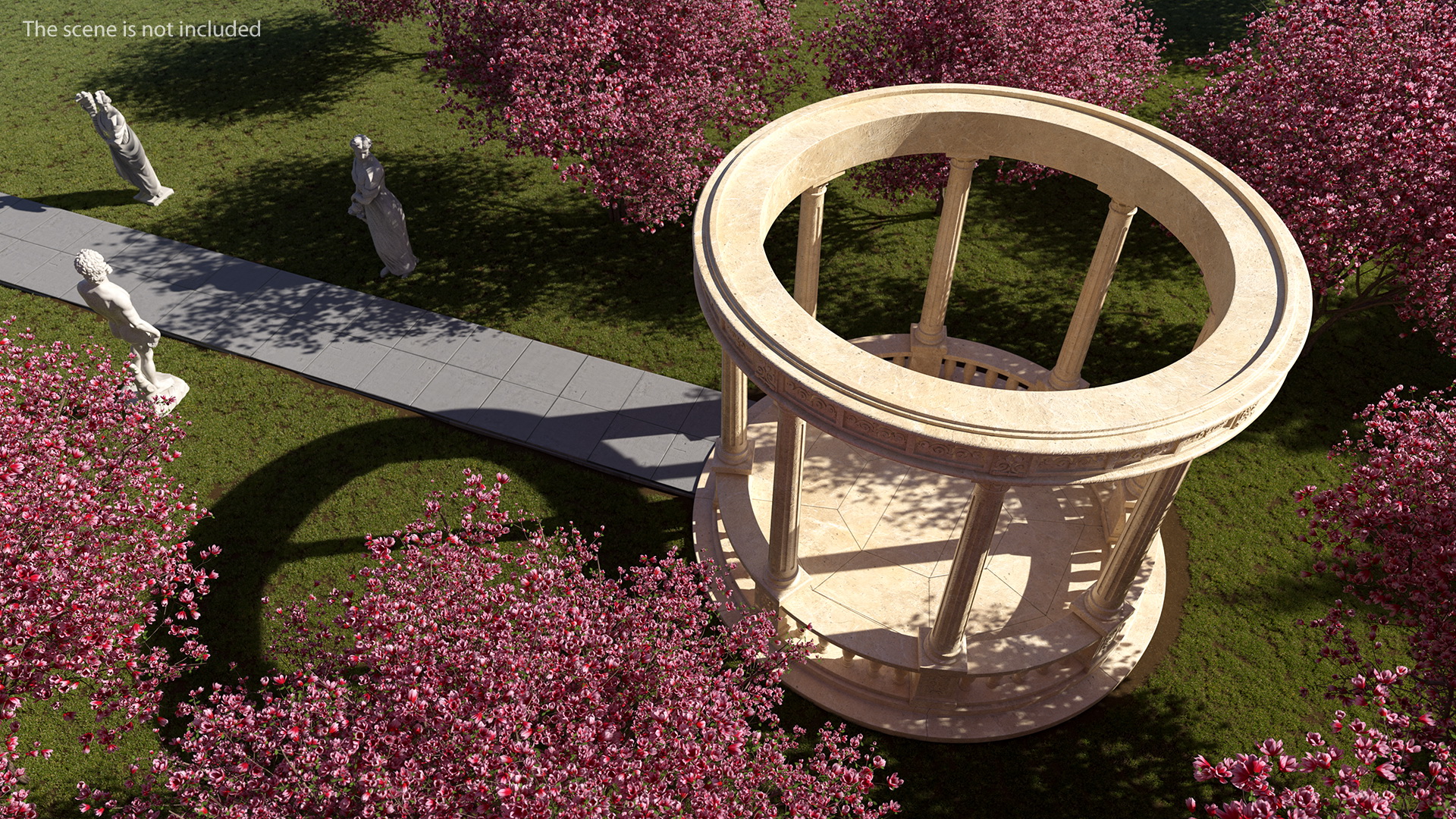 3D Stone Round Colonnade