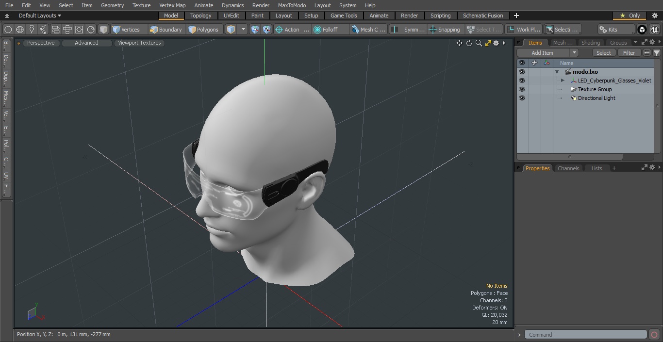3D LED Cyberpunk Glasses Violet model
