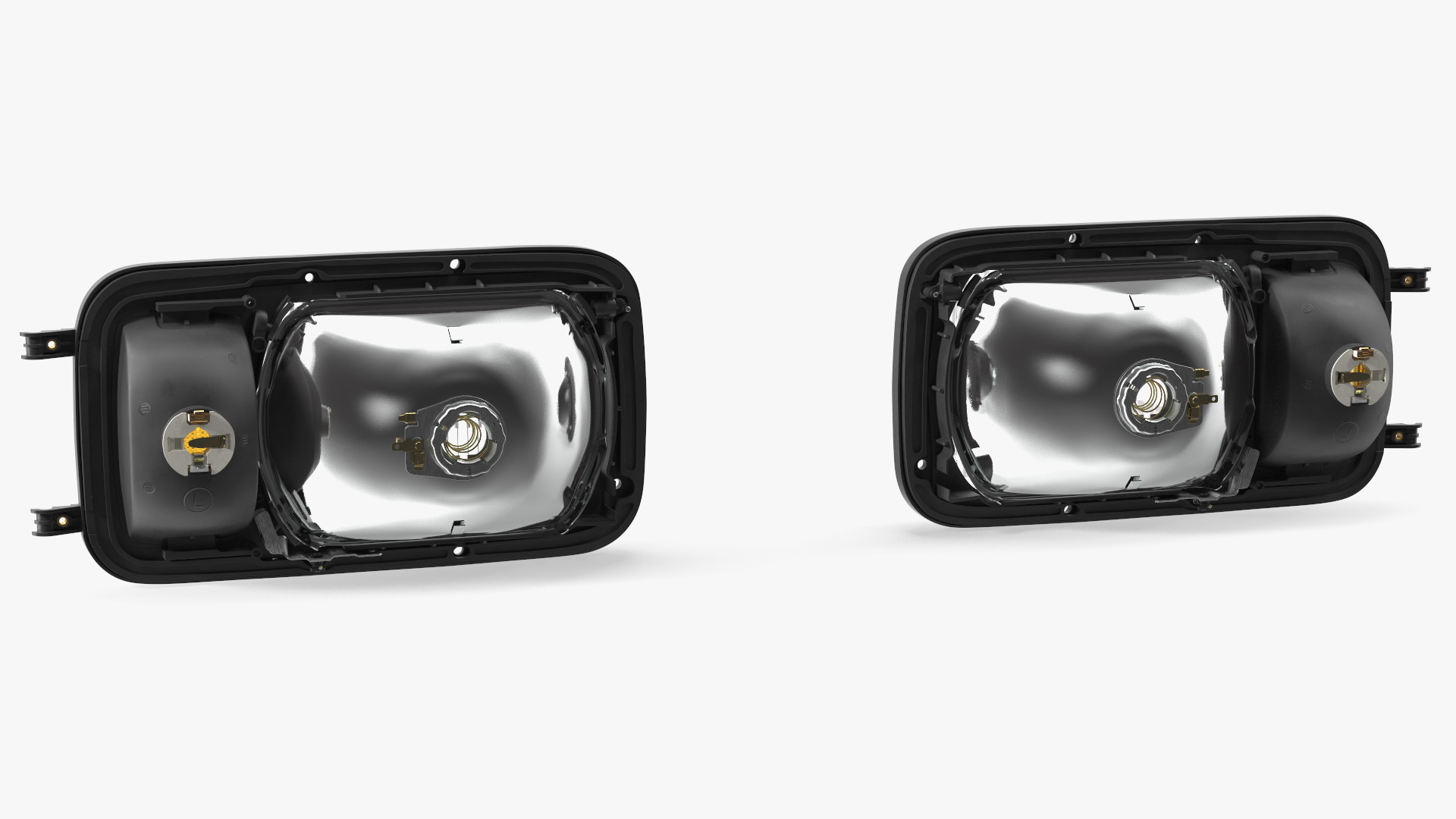 Rectangular Halogen H4 Truck Headlight Set 3D
