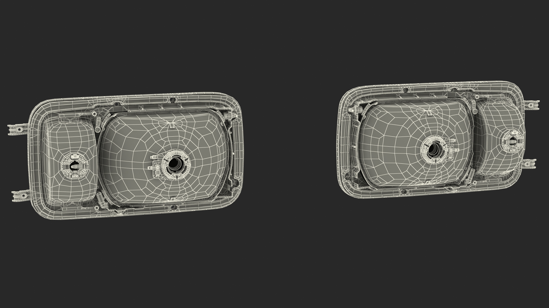 Rectangular Halogen H4 Truck Headlight Set 3D