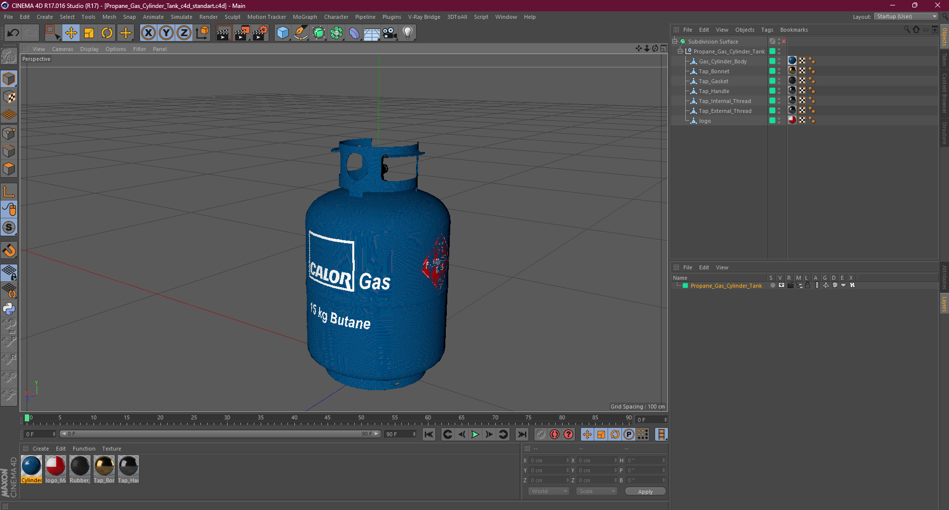 3D model Propane Gas Cylinder Tank