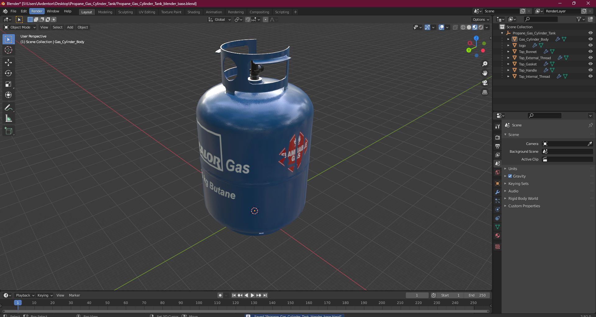 3D model Propane Gas Cylinder Tank