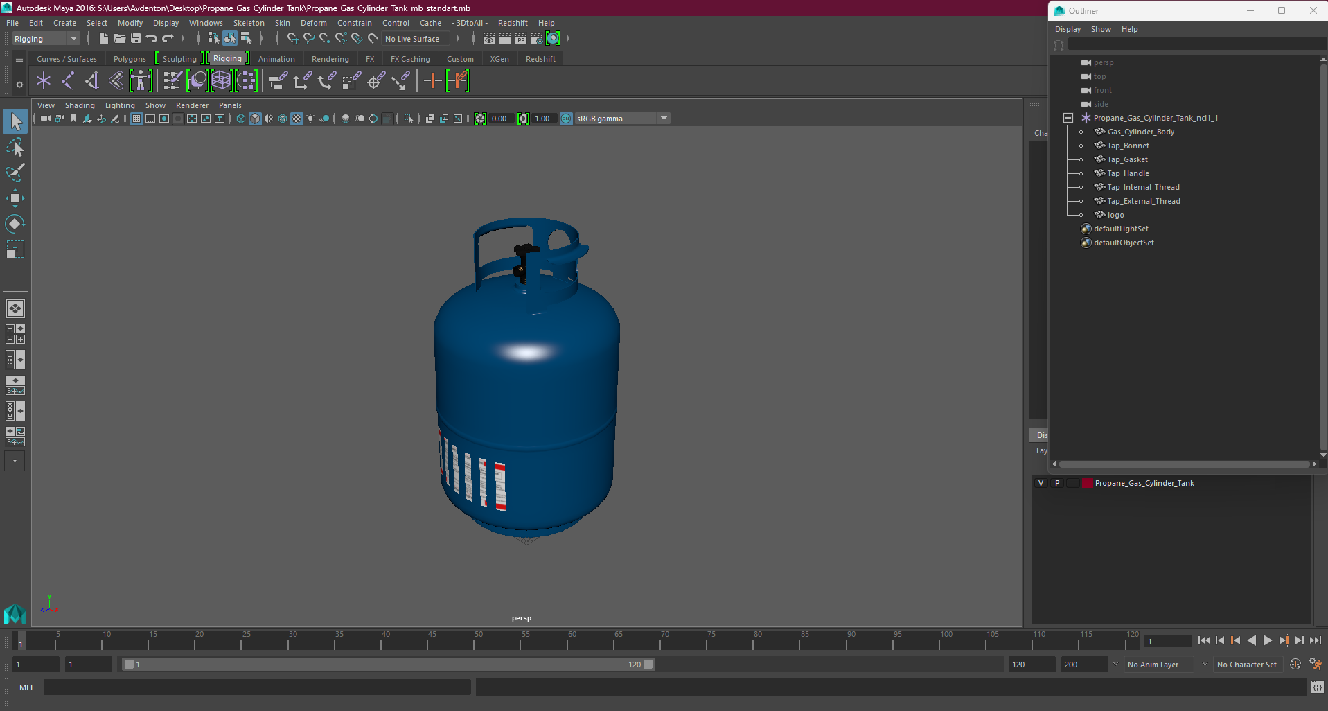 3D model Propane Gas Cylinder Tank