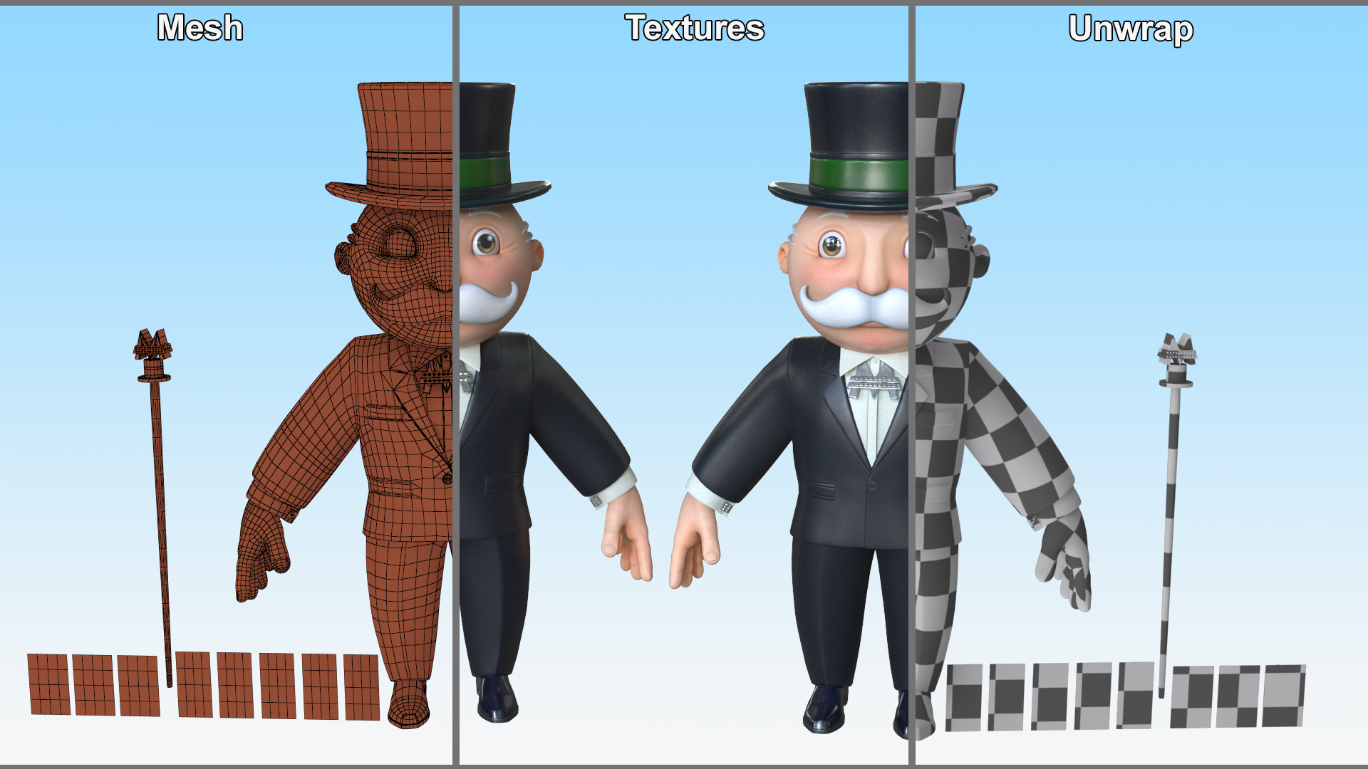 3D model Mr Monopoly Mascot Rigged