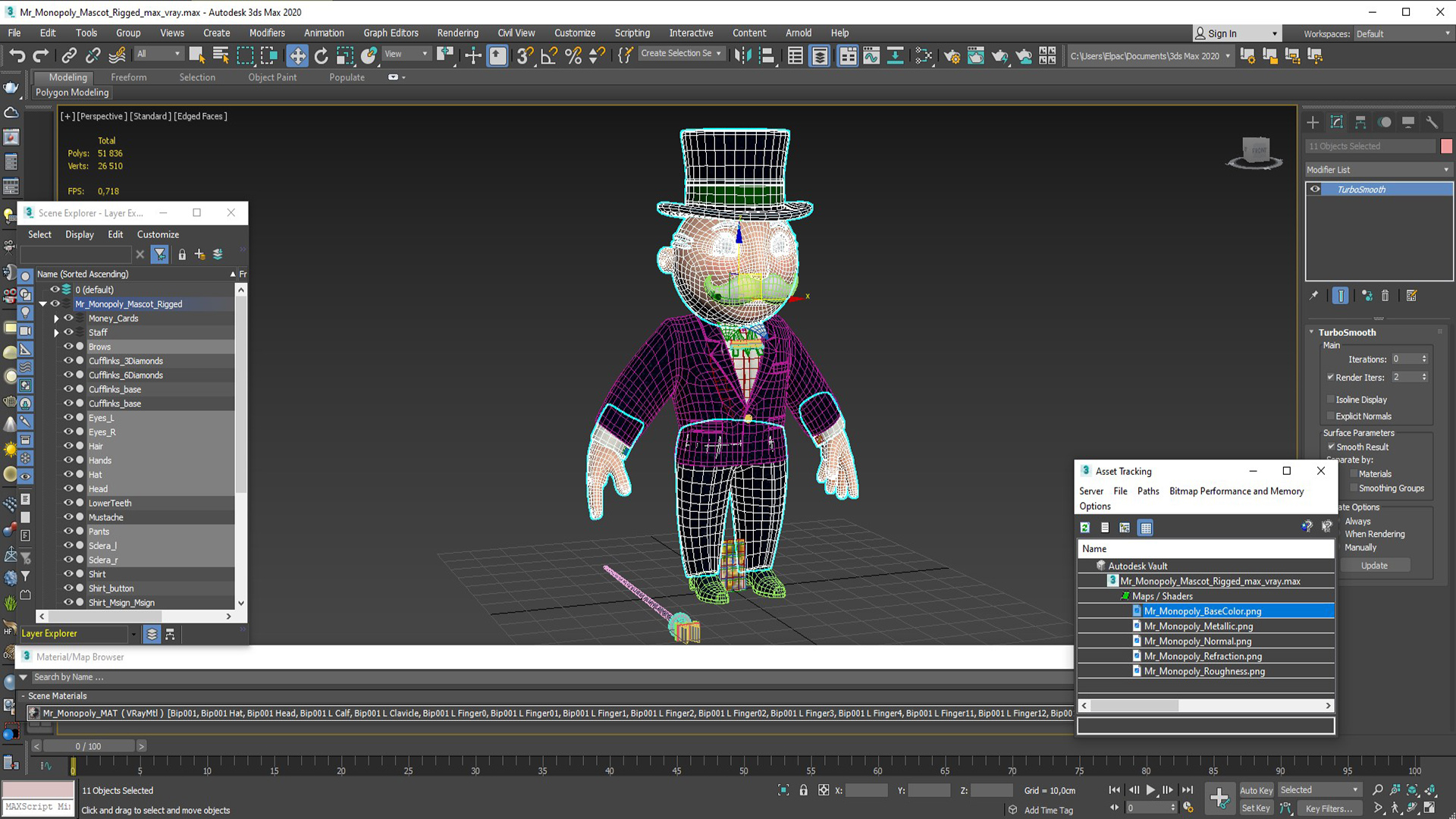 3D model Mr Monopoly Mascot Rigged