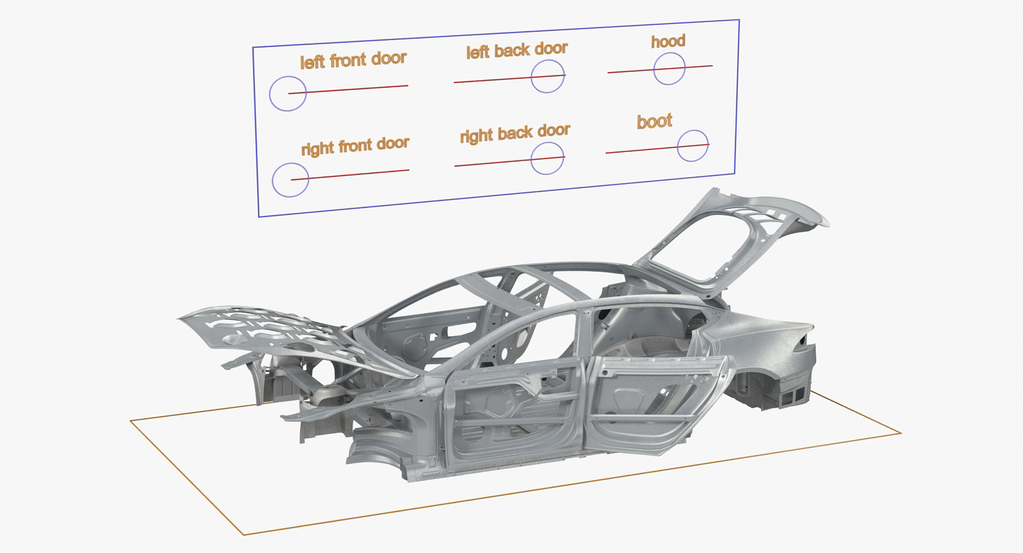 3D Tesla Model S Frame Rigged