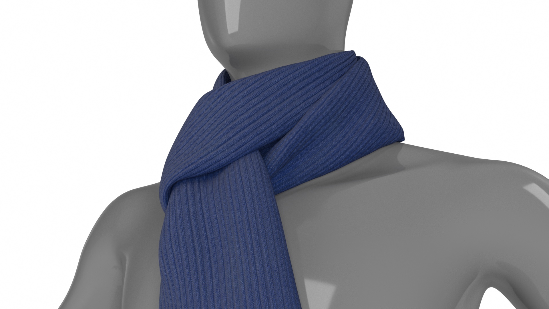 Mens Scarf Tie Slip Knot Blue 3D model