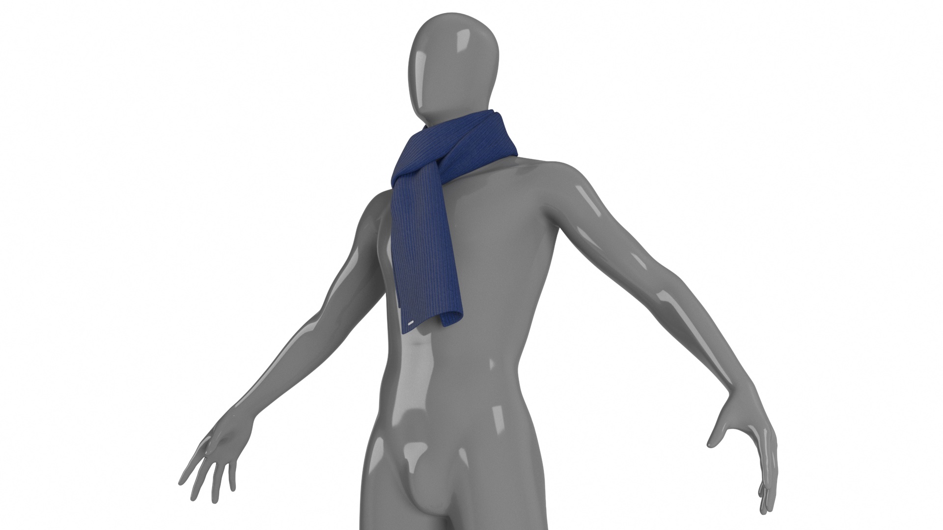 Mens Scarf Tie Slip Knot Blue 3D model