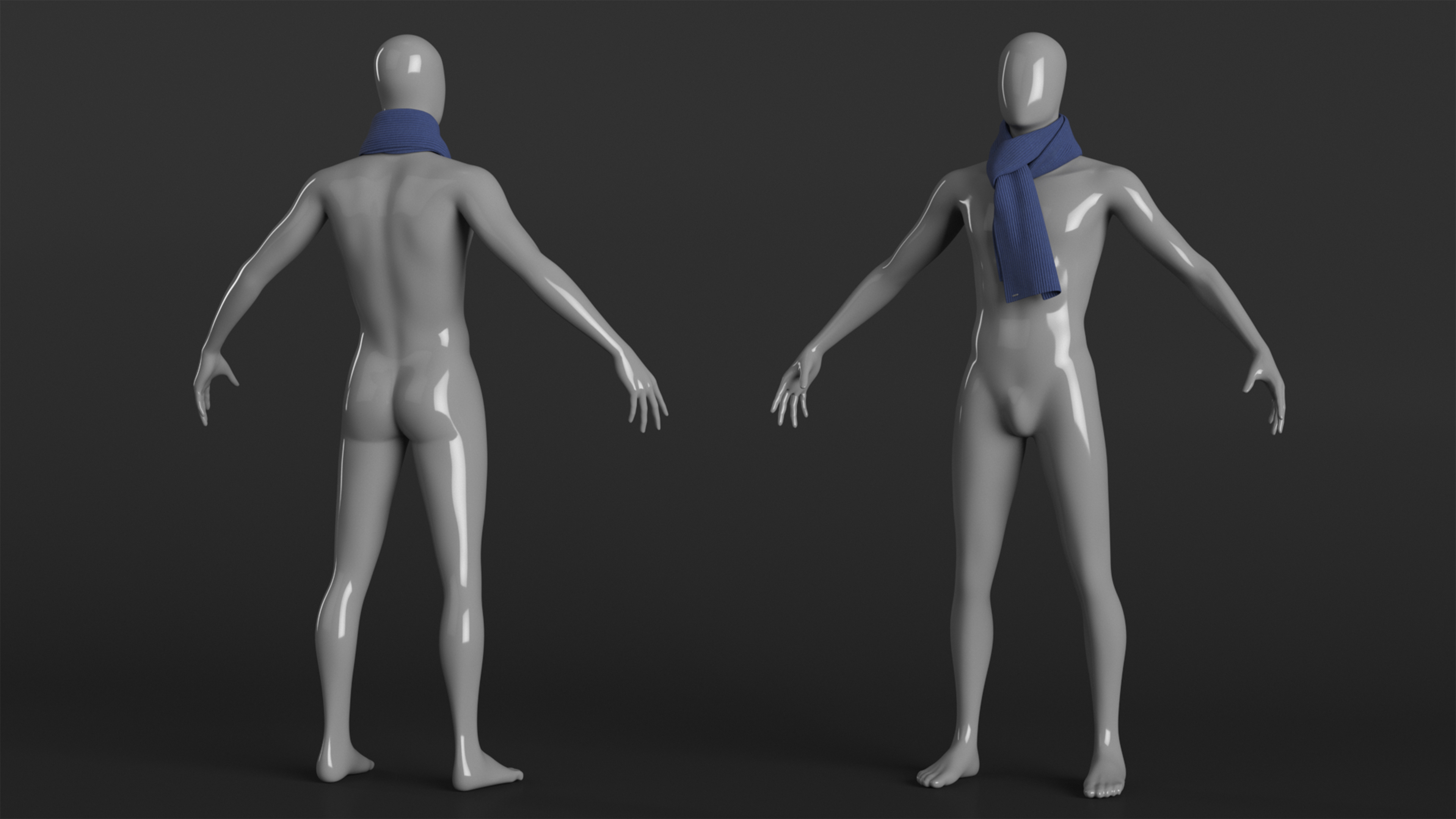 Mens Scarf Tie Slip Knot Blue 3D model