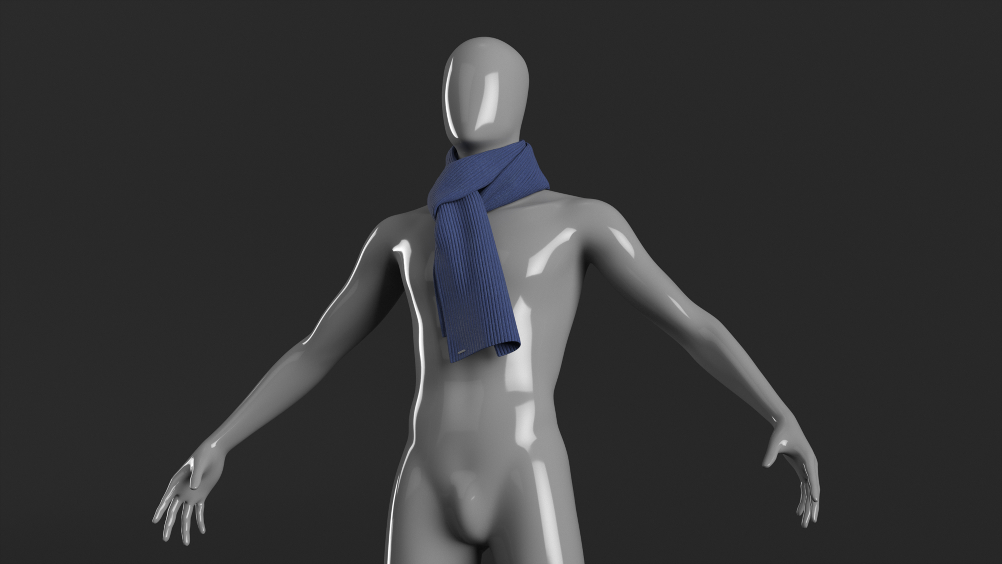 Mens Scarf Tie Slip Knot Blue 3D model