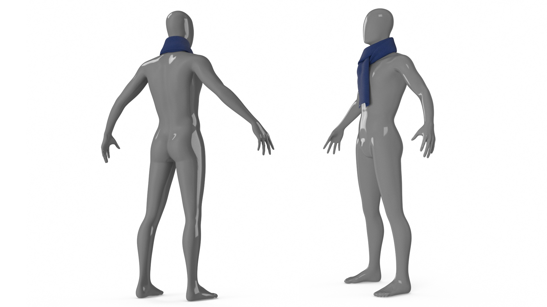 Mens Scarf Tie Slip Knot Blue 3D model