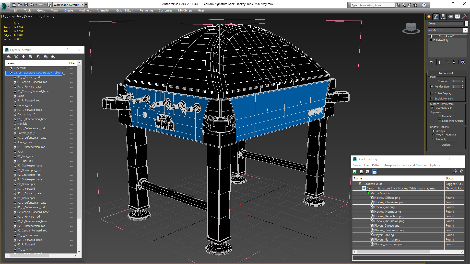 3D model Carrom Signature Stick Hockey Table