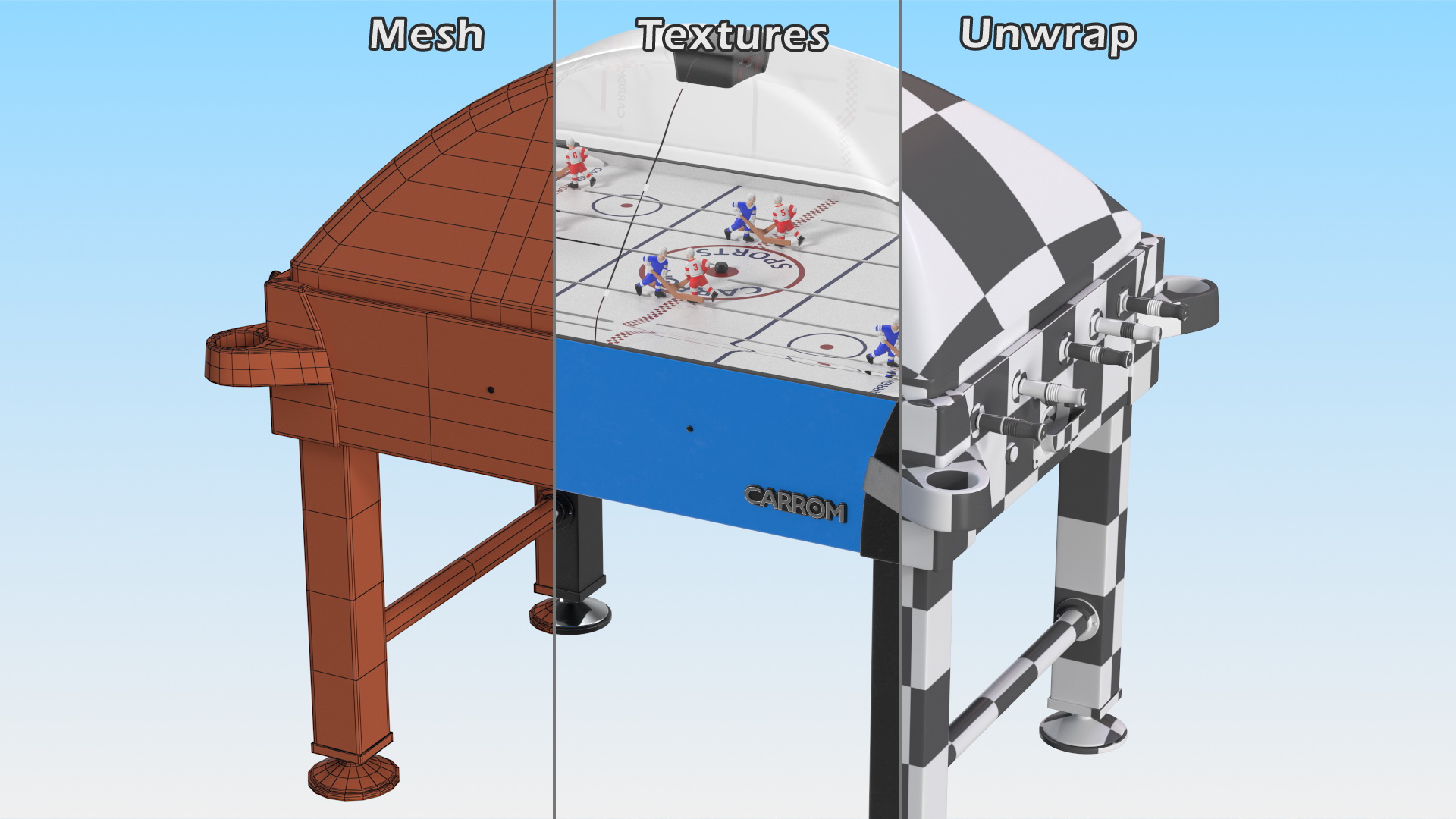 3D model Carrom Signature Stick Hockey Table