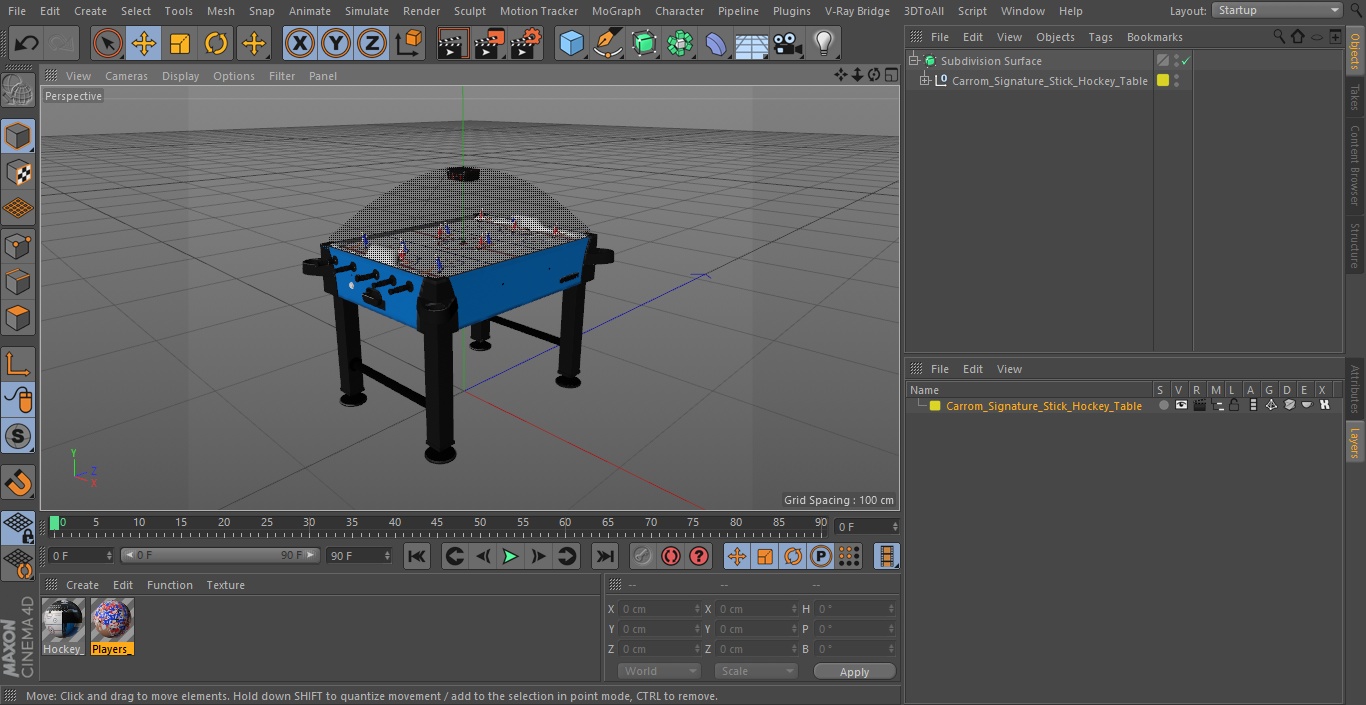 3D model Carrom Signature Stick Hockey Table